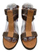 Fendi Shoe Size 38.5 Tan & brown Leather Upper open toe Striped Wedge Espadrille Tan & brown / 38.5