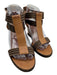 Fendi Shoe Size 38.5 Tan & brown Leather Upper open toe Striped Wedge Espadrille Tan & brown / 38.5