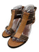 Fendi Shoe Size 38.5 Tan & brown Leather Upper open toe Striped Wedge Espadrille Tan & brown / 38.5