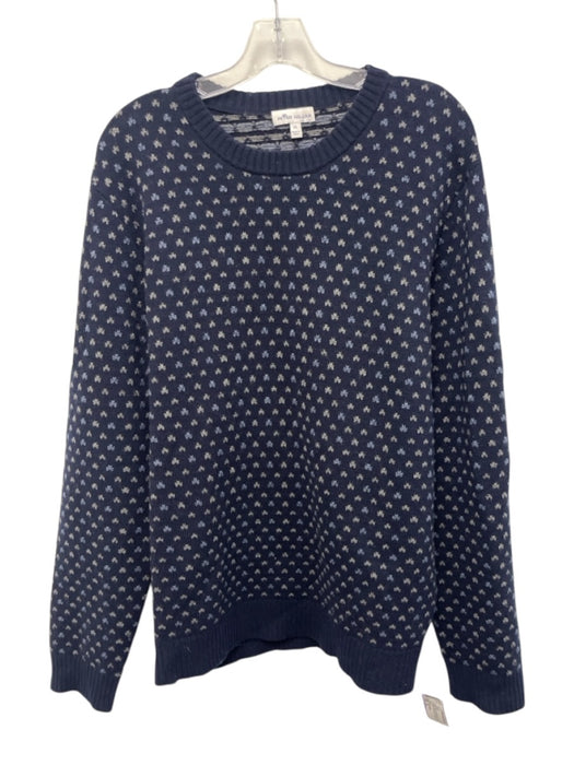 Peter Millar Size XL Navy Blue & Multi Merino Wool All Over Print Men's Sweater Navy Blue & Multi / XL