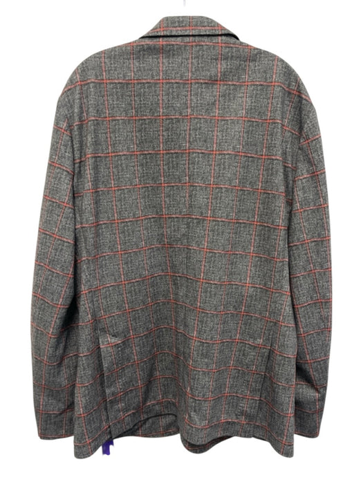 Johnnie O Gray & Red Polyester Plaid 2 Button Men's Blazer Gray & Red / 46R