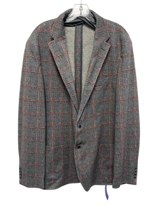 Johnnie O Gray & Red Polyester Plaid 2 Button Men's Blazer Gray & Red / 46R