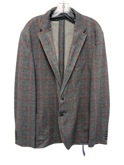 Johnnie O Gray & Red Polyester Plaid 2 Button Men's Blazer Gray & Red / 46R