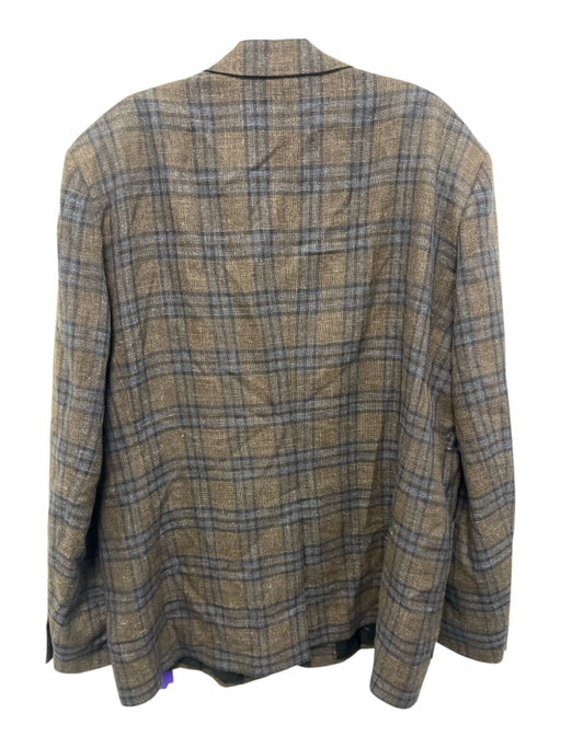Billy Reid Brown & Blue Virgin Wool Plaid 2 Button Men's Blazer Brown & Blue / 46R