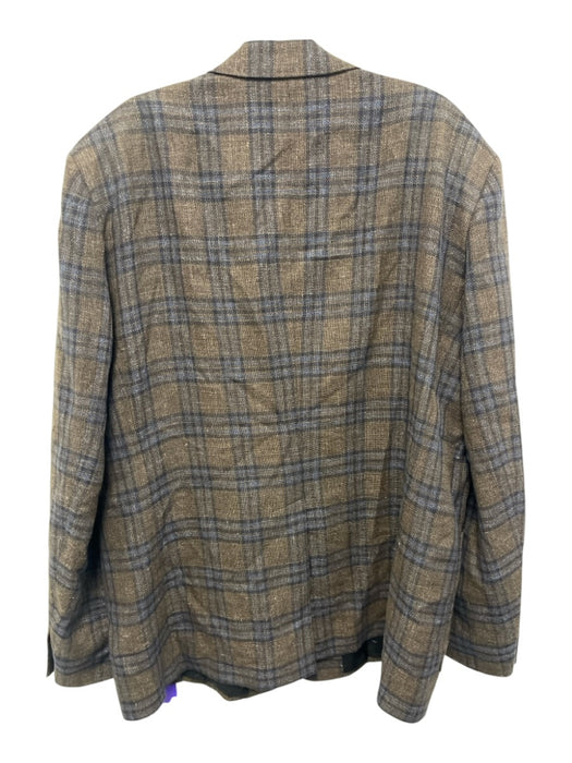 Billy Reid Brown & Blue Virgin Wool Plaid 2 Button Men's Blazer Brown & Blue / 46R
