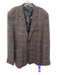 Billy Reid Brown & Blue Virgin Wool Plaid 2 Button Men's Blazer Brown & Blue / 46R