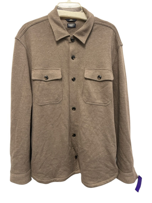Faherty Size XL Brown Cotton Solid Button Down Men's Long Sleeve Shirt Brown / XL