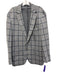 Peter Millar Gray & Blue Cotton Blend Grid 2 Button Men's Blazer Gray & Blue / XL