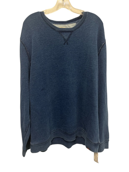Faherty Size XL Blue Cotton Solid Sweatshirt Crew Men's Long Sleeve Shirt Blue / XL