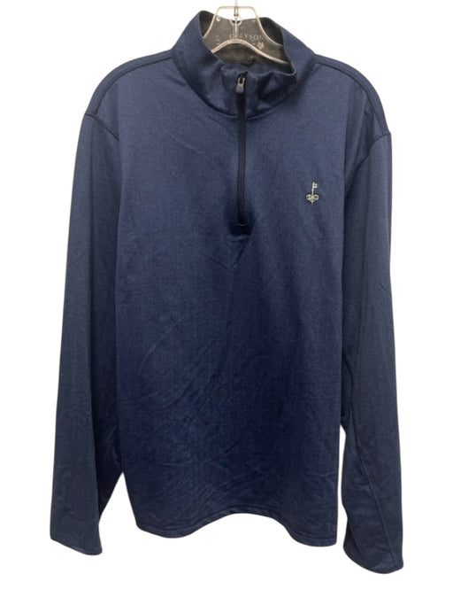 Greyson Size XL Blue Synthetic Herringbone Quarter Zip Men's Long Sleeve Shirt Blue / XL