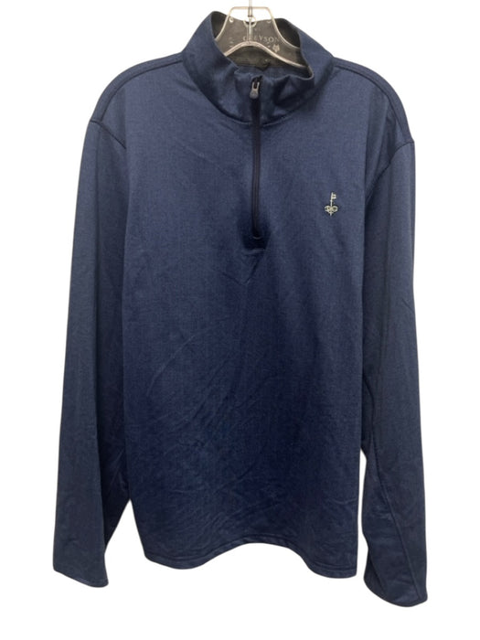 Greyson Size XL Blue Synthetic Herringbone Quarter Zip Men's Long Sleeve Shirt Blue / XL