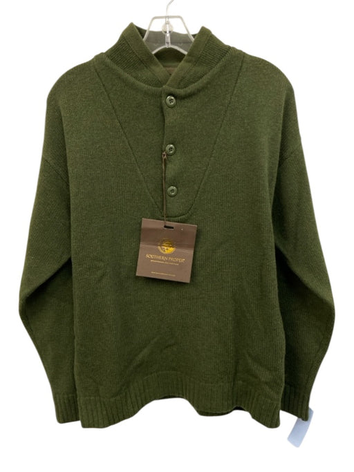 Southern Proper NWT Size L Green Wool Solid Quarter Button Men's Sweater Green / L
