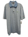 Peter Millar Size L Light Blue & White Synthetic Striped Polo Men's Short Sleeve Light Blue & White / L