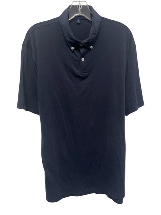 Peter Millar Size XL Navy Blue Synthetic Solid Polo Athleisure Short Sleeve Navy Blue / XL