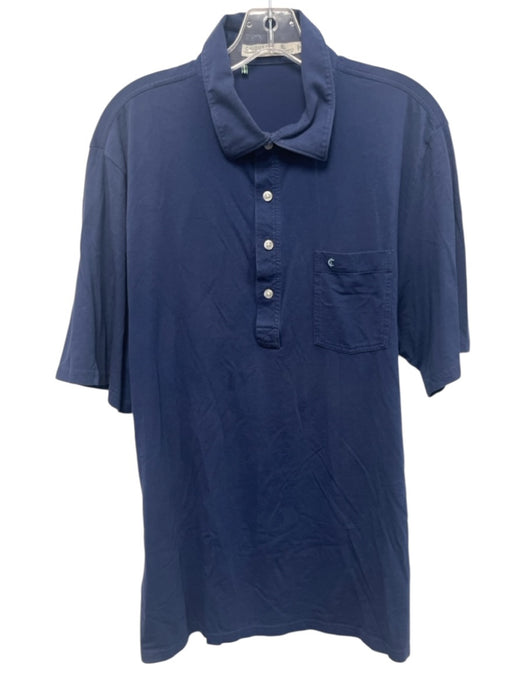 Criquet Size XL Blue Cotton Solid Polo Men's Short Sleeve Blue / XL