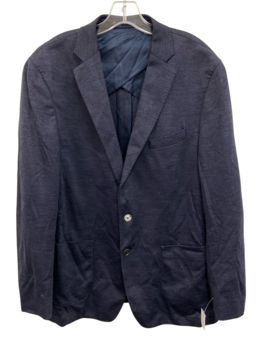 Peter Millar Navy Blue Wool Blend Plaid Patch Pocket 2 Button Men's Blazer Navy Blue / 46R