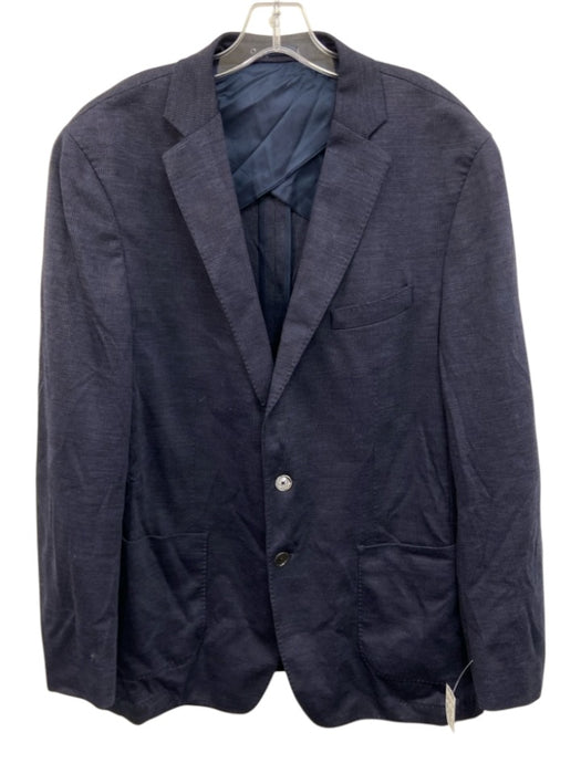 Peter Millar Navy Blue Wool Blend Plaid Patch Pocket 2 Button Men's Blazer Navy Blue / 46R