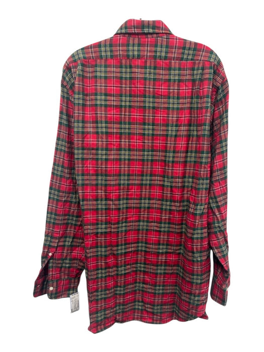 Sid Mashburn Size XL Red & Green Cotton Blend Plaid Flannel Long Sleeve Shirt Red & Green / XL