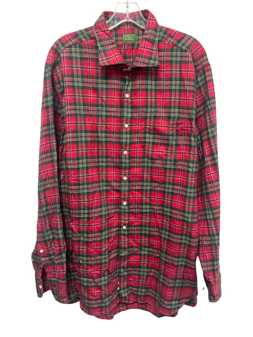 Sid Mashburn Size XL Red & Green Cotton Blend Plaid Flannel Long Sleeve Shirt Red & Green / XL
