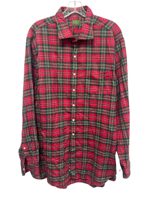 Sid Mashburn Size XL Red & Green Cotton Blend Plaid Flannel Long Sleeve Shirt Red & Green / XL