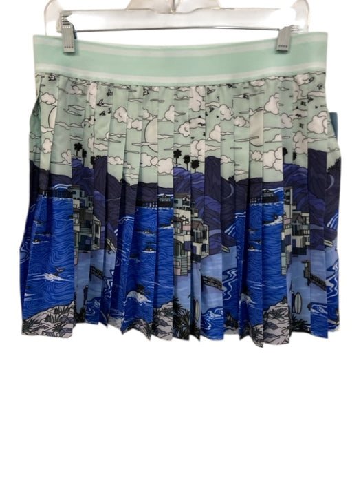 Greyson Size L Mint & Multi Poly Blend Printed Pleat Athletic Skirt Mint & Multi / L