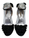 Badgley Mischka Shoe Size 8M Black Textile open toe 3D flower Bow Detail Heels Black / 8M