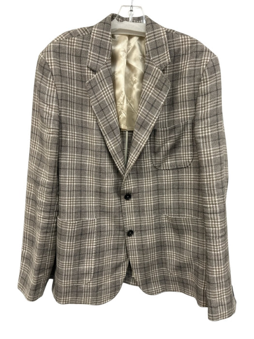 Billy Reid Gray, Black & White Cotton Plaid 2 Button Men's Blazer Gray, Black & White / 46R
