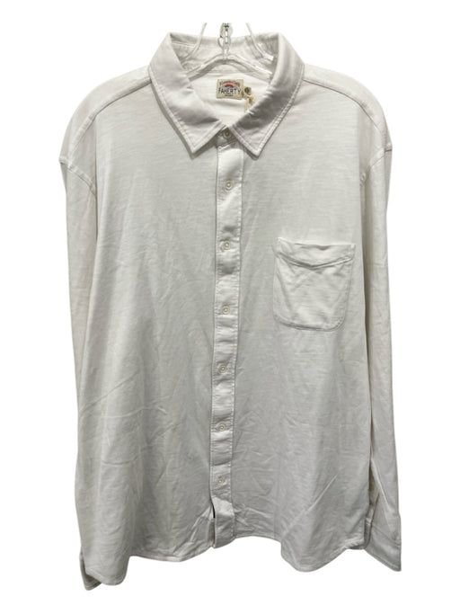 Faherty NWT Size XL White Cotton Blend Solid Button Up Men's Long Sleeve Shirt White / XL