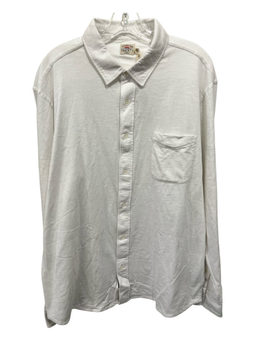Faherty NWT Size XL White Cotton Blend Solid Button Up Men's Long Sleeve Shirt White / XL