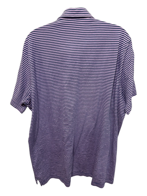 Sid Mashburn Size XL Purple & Blue Print Cotton Striped Polo Men's Short Sleeve Purple & Blue Print / XL