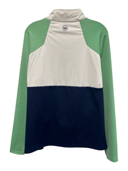 Peter Millar Size XL Navy & Green Synthetic Color Block Men's Long Sleeve Shirt Navy & Green / XL
