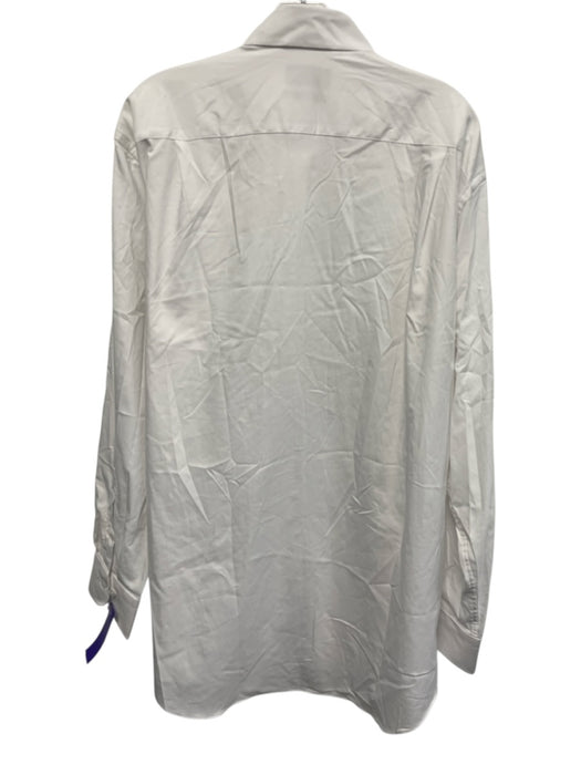 Ledbury NWT Size 17.5 White Synthetic Solid Button Up Men's Long Sleeve Shirt White / 17.5