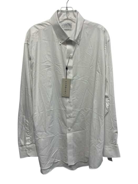 Ledbury NWT Size 17.5 White Synthetic Solid Button Up Men's Long Sleeve Shirt White / 17.5