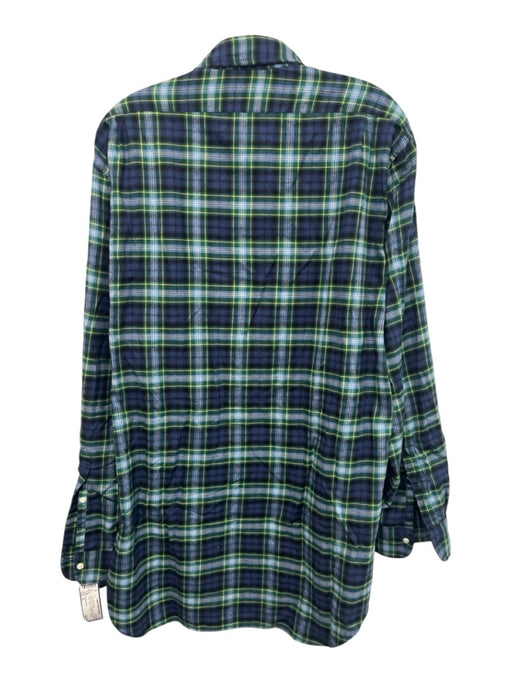 Sid Mashburn Size XL Blue & Green Cotton Blend Plaid Button Up Long Sleeve Shirt Blue & Green / XL