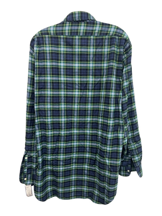 Sid Mashburn Size XL Blue & Green Cotton Blend Plaid Button Up Long Sleeve Shirt Blue & Green / XL