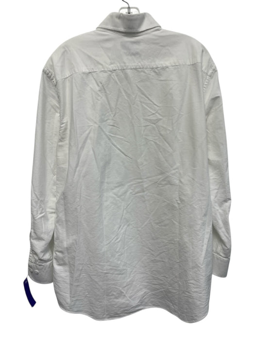 Ledbury Size 17.5 White Cotton Solid Button Up Oxford Men's Long Sleeve Shirt White / 17.5