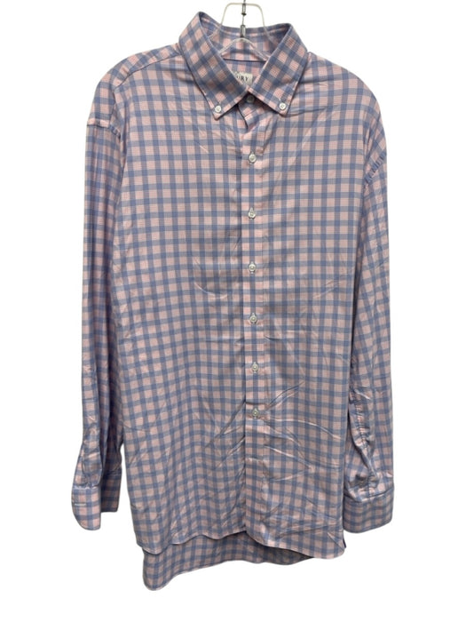 Ledbury Size 17.5 Red & Blue Synthetic Plaid Button Up Men's Long Sleeve Shirt Red & Blue / 17.5