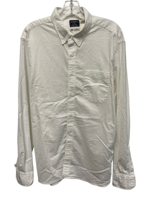 Faherty Size XL White Cotton Solid Button Up front pocket Long Sleeve Shirt White / XL