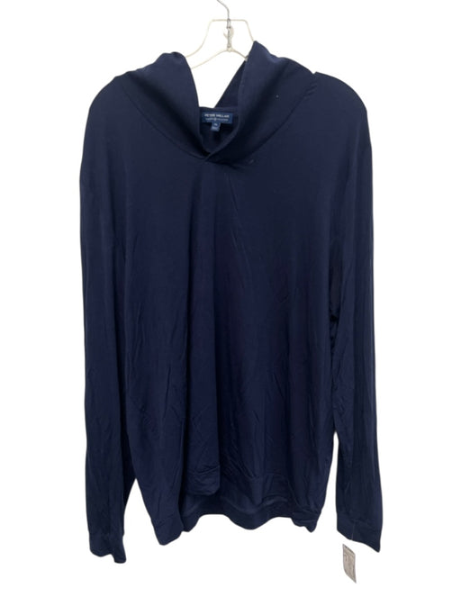 Peter Millar Size XL Navy Synthetic Solid Shawl collar Men's Long Sleeve Shirt Navy / XL