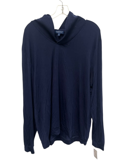 Peter Millar Size XL Navy Synthetic Solid Shawl collar Men's Long Sleeve Shirt Navy / XL
