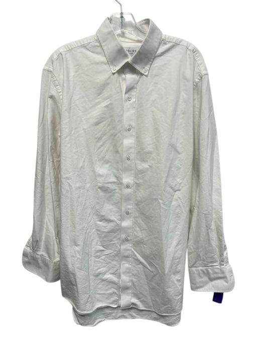 Ledbury Size 17.5 White Cotton Solid Button Up Oxford Men's Long Sleeve Shirt White / 17.5