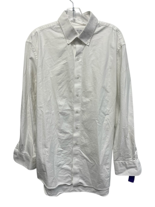 Ledbury Size 17.5 White Cotton Solid Button Up Oxford Men's Long Sleeve Shirt White / 17.5