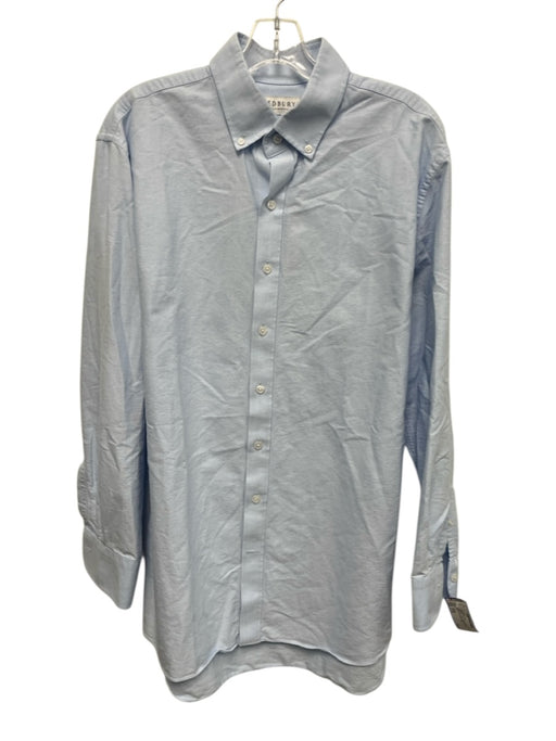 Ledbury Size 17.5 Light blue Cotton Solid Button Up Oxford Long Sleeve Shirt Light blue / 17.5