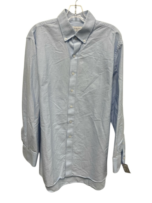 Ledbury Size 17.5 Light blue Cotton Solid Button Up Oxford Long Sleeve Shirt Light blue / 17.5