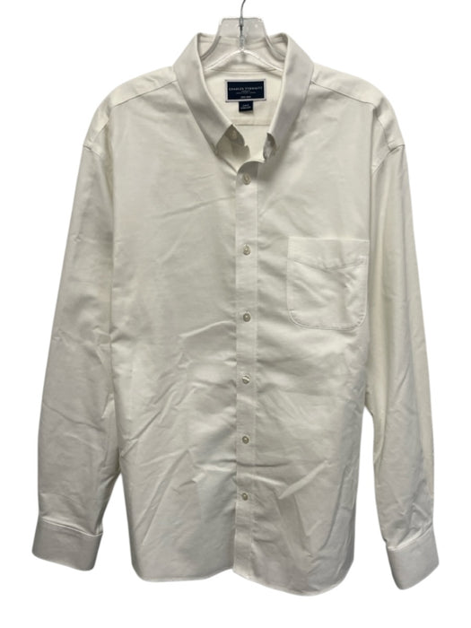 Charles Tyrwhitt Size XL White Cotton Solid Button Up Oxford Long Sleeve Shirt White / XL
