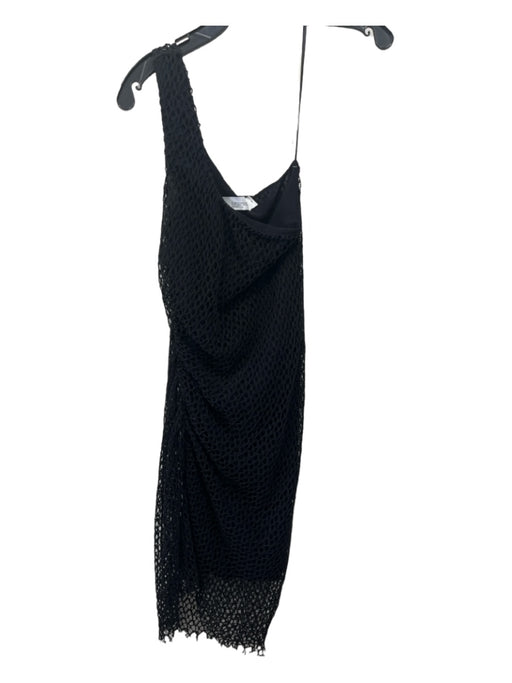 IRO Size 38/S Black Cotton Netting Overlay One Shoulder Sleeveless Mini Dress Black / 38/S