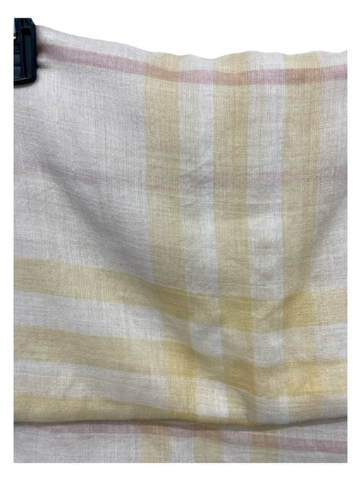 Burberry Yellow, Pink & Cream Wool Thin Plaid Raw Edge scarf Yellow, Pink & Cream / One Size