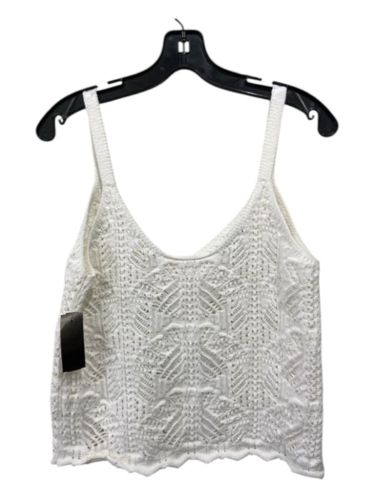 Vince Size L White Cotton Blend Crochet Lace Sleeveless Spaghetti Strap Top White / L