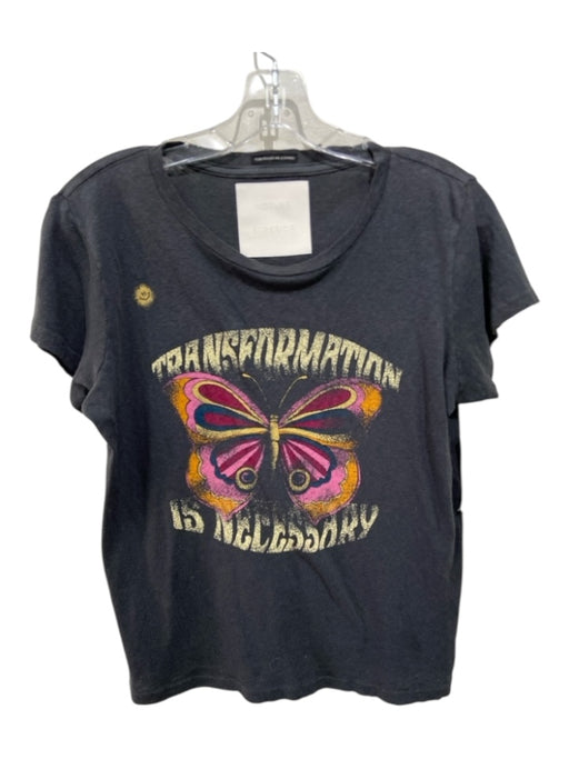 Mother Superior Size S Dark Gray, Pink, Yellow COTTON & LINEN Wide Neck Top Dark Gray, Pink, Yellow / S