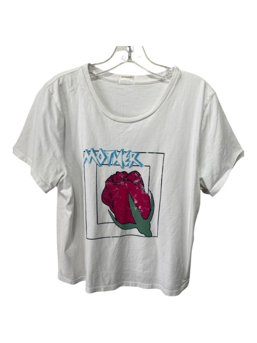 Mother Size XL White, Pink, Blue Cotton Short Sleeve Rose Top White, Pink, Blue / XL